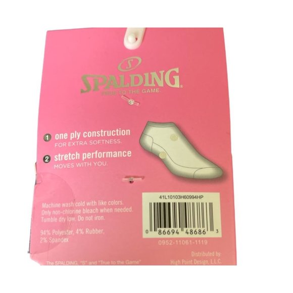 Spalding Girls Multicolored No Show Socks, Pack of 10 Sz (6-8) - Picture 3 of 3